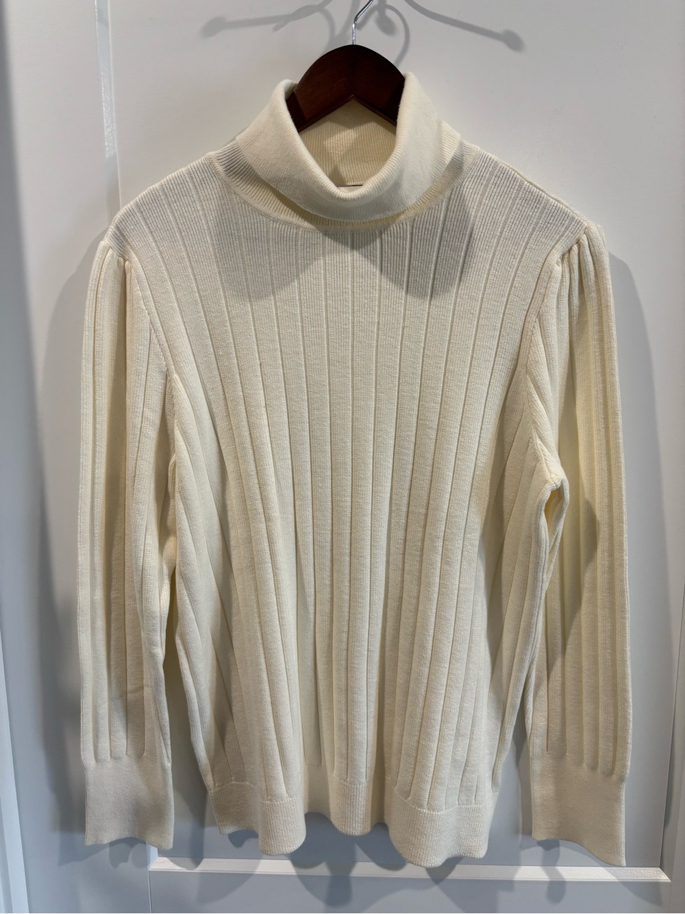 Talbots Cream Ribbed Turtleneck Sweater - Picture 2 of 9